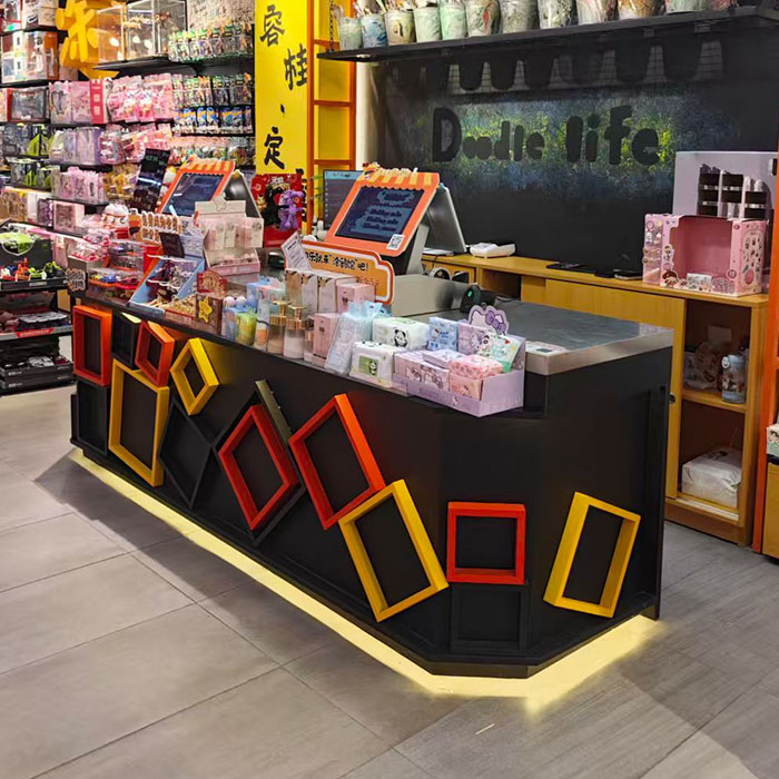 潮玩文创精品店网红转角收银台
