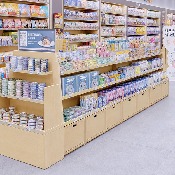 浅原木宠物食品靠墙组合货架